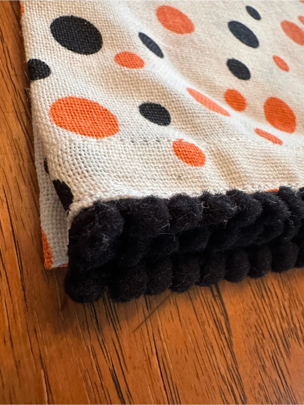 Halloween Kitchen Towel & Oven Mitt Set Orange Black Polka Dot NEW